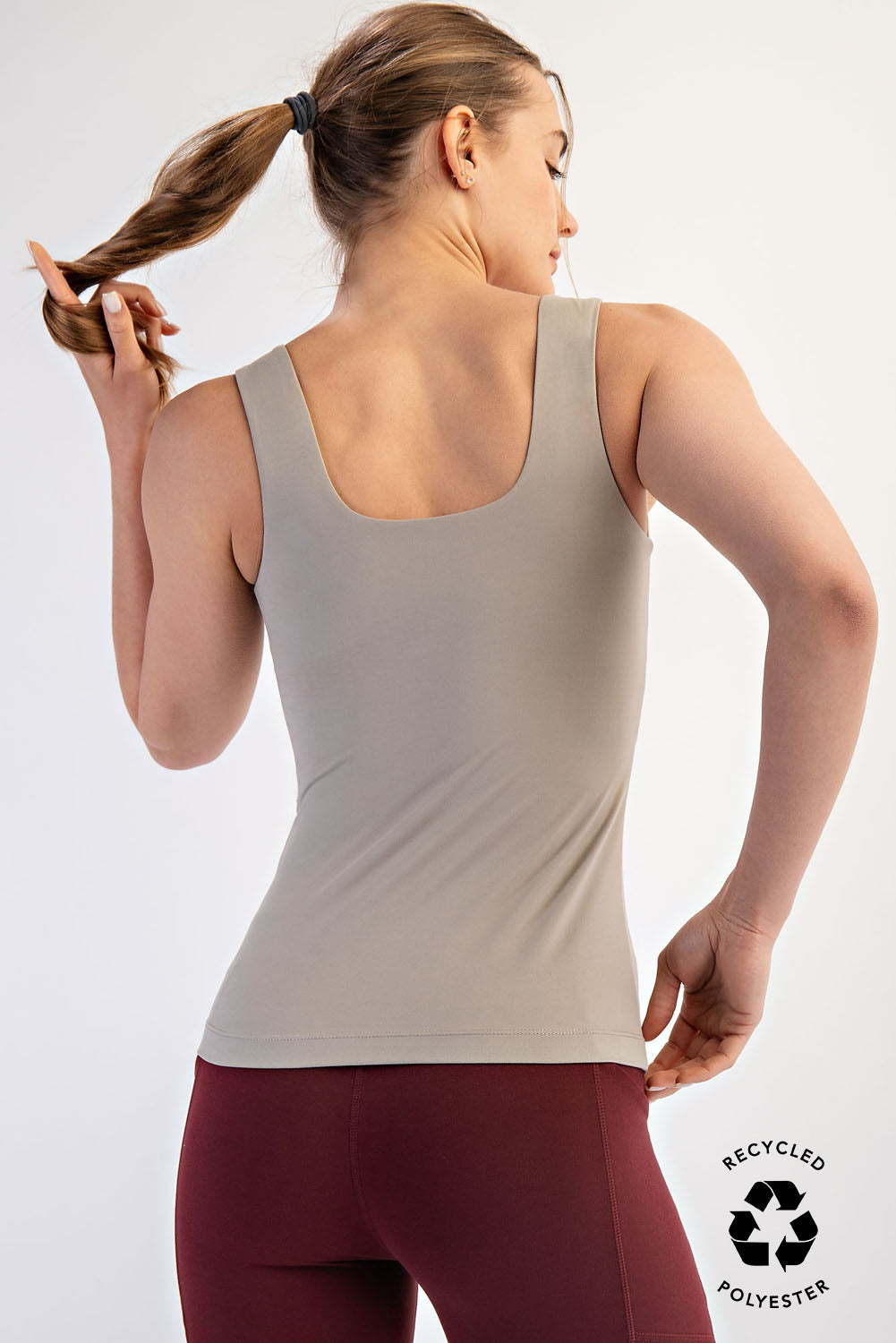 Andie Butter Square Neckline Tank Top Stone Taupe