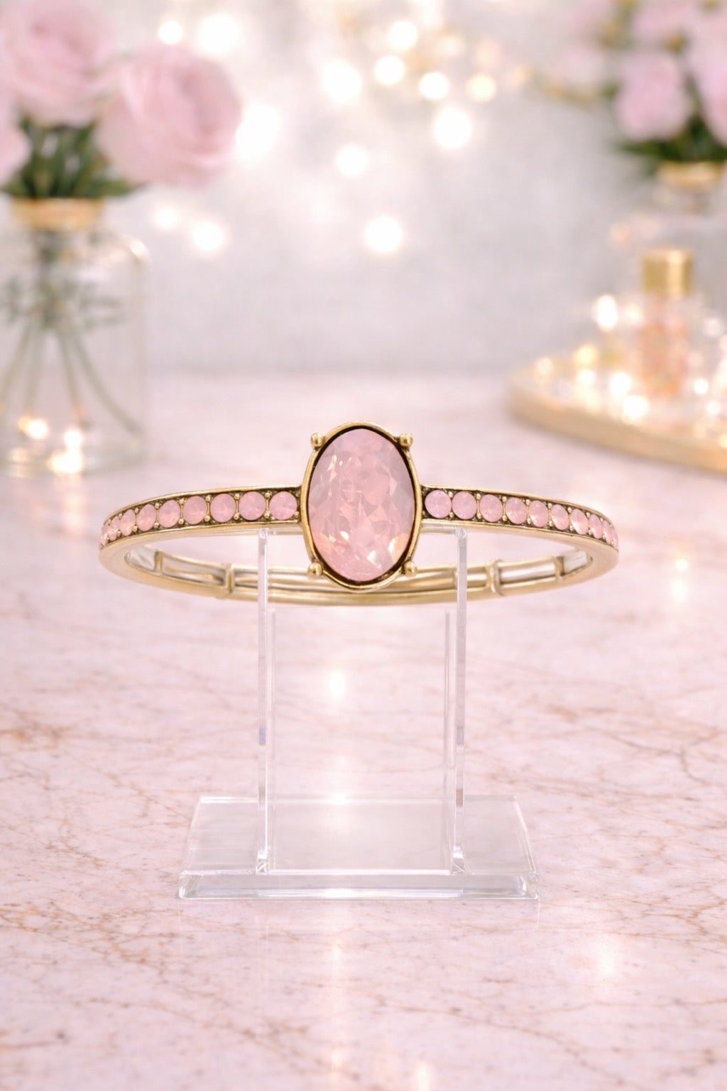 Pink Opal Gold Bracelet