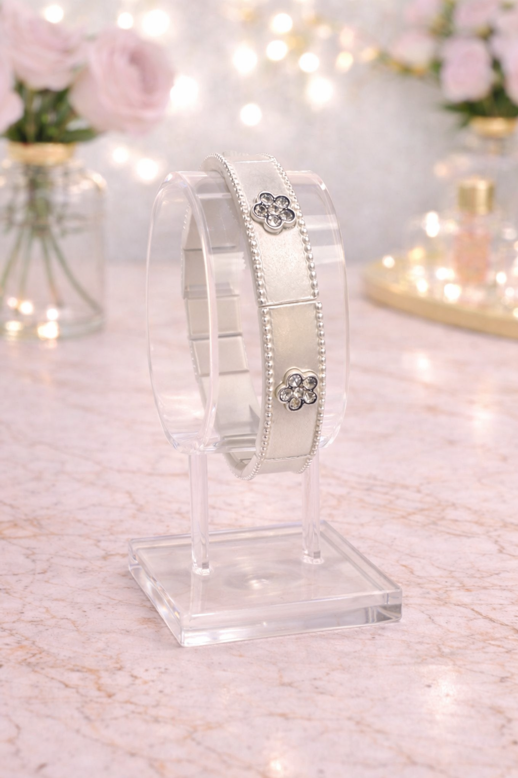 Matte Silver Flower Bracelet