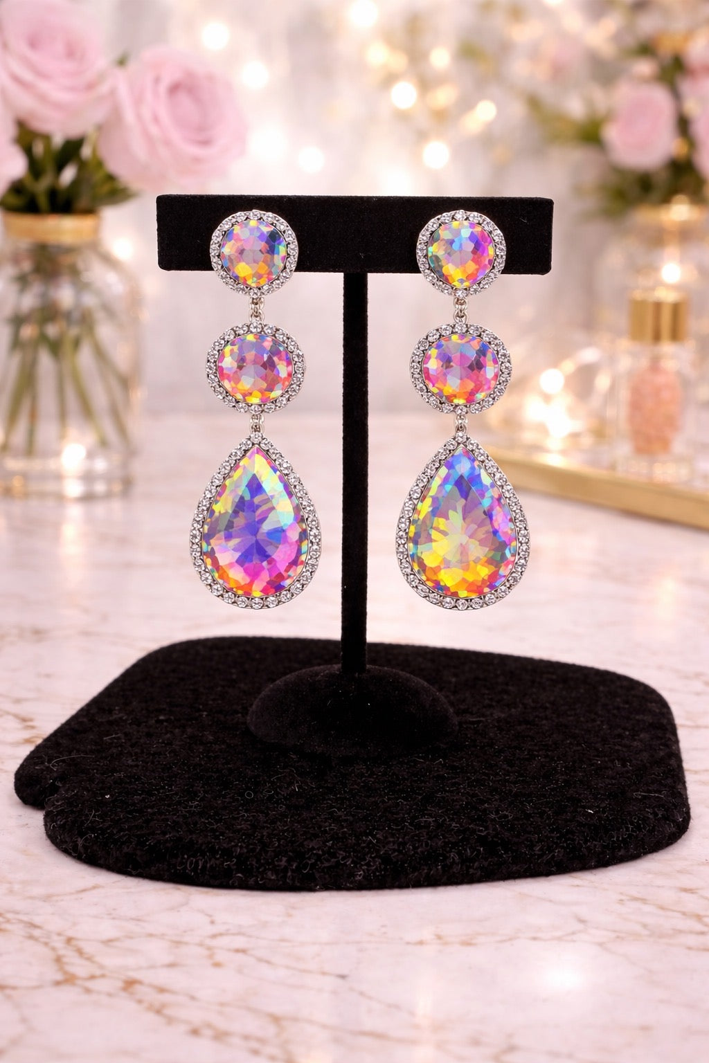AB Stone Drop Earrings