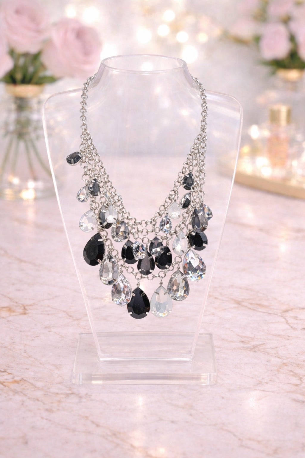Black Multi Teardrop Necklace