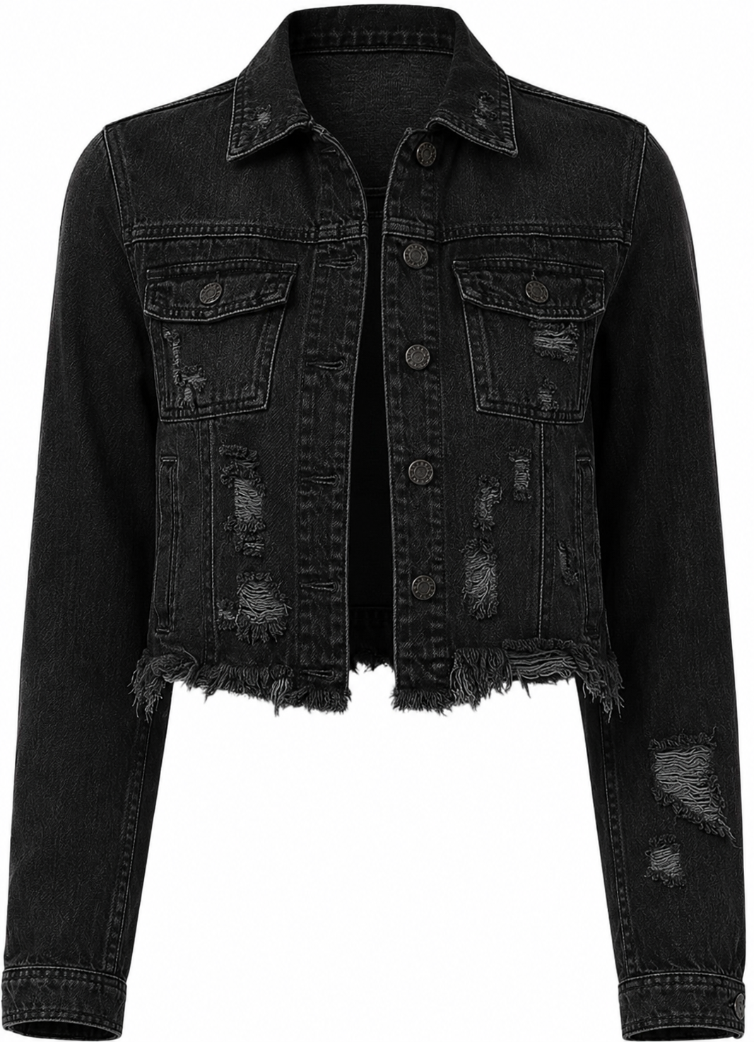 Rebel Fitted Jacket with Uneven Hem Black