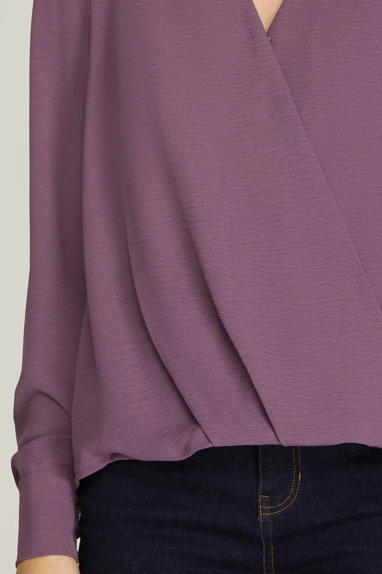 Madeline Long Sleeve Surplice Woven Top Misty Purple