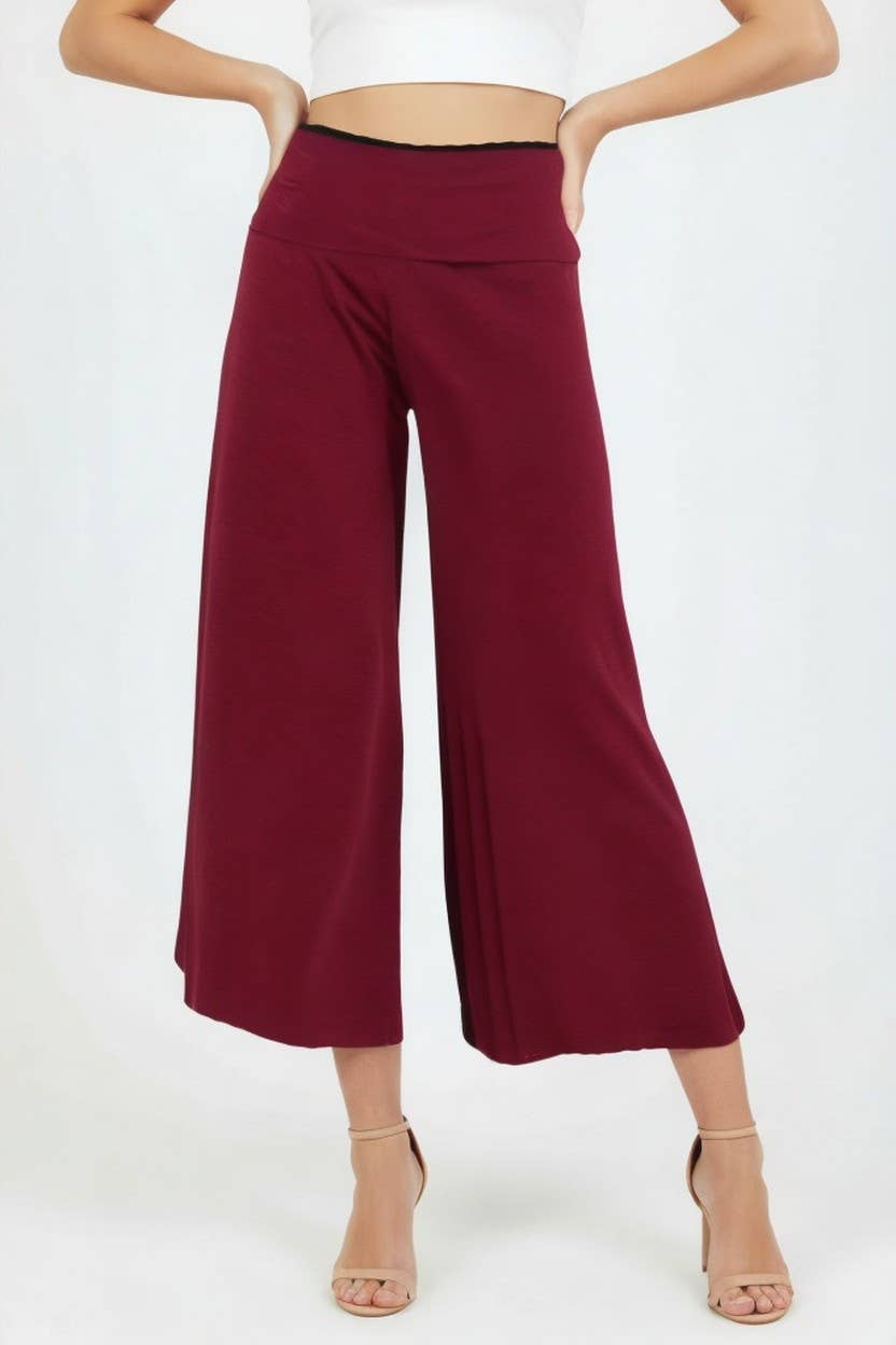 P-84429-JY2 The wide, fold-over waistband gaucho pants
