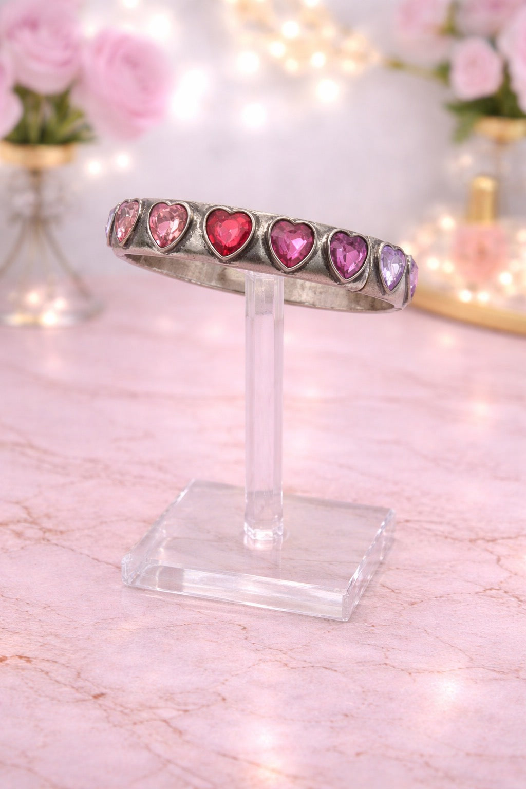 Multi Color Heart Silver Bracelet