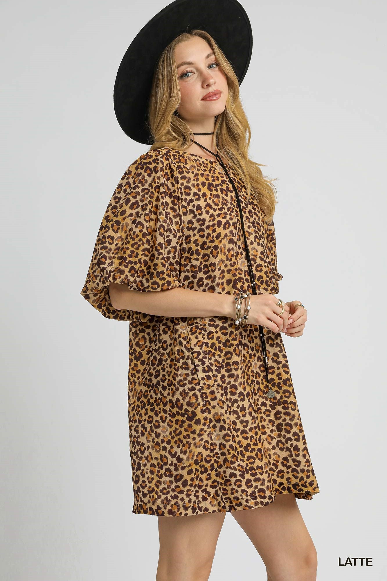 Becky Leopard Print Dress Latte