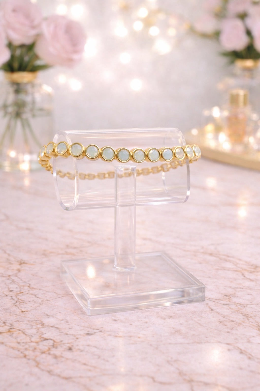 Gold Opal Mini Circle Bracelet