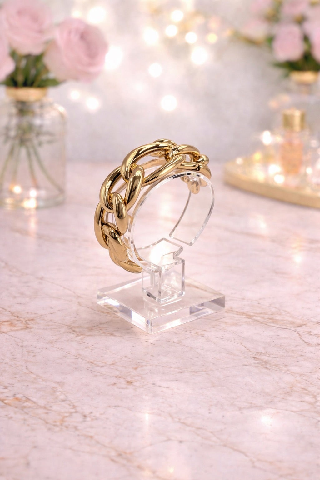 Large Gold Link Bracelet