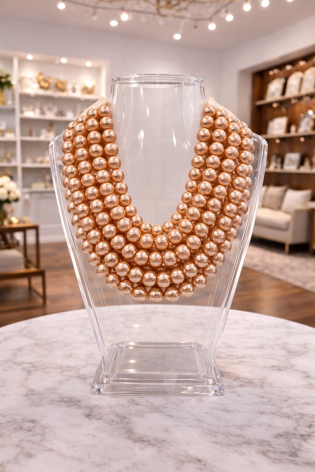 7 Strand Rose Gold Magnetic Closure Necklace