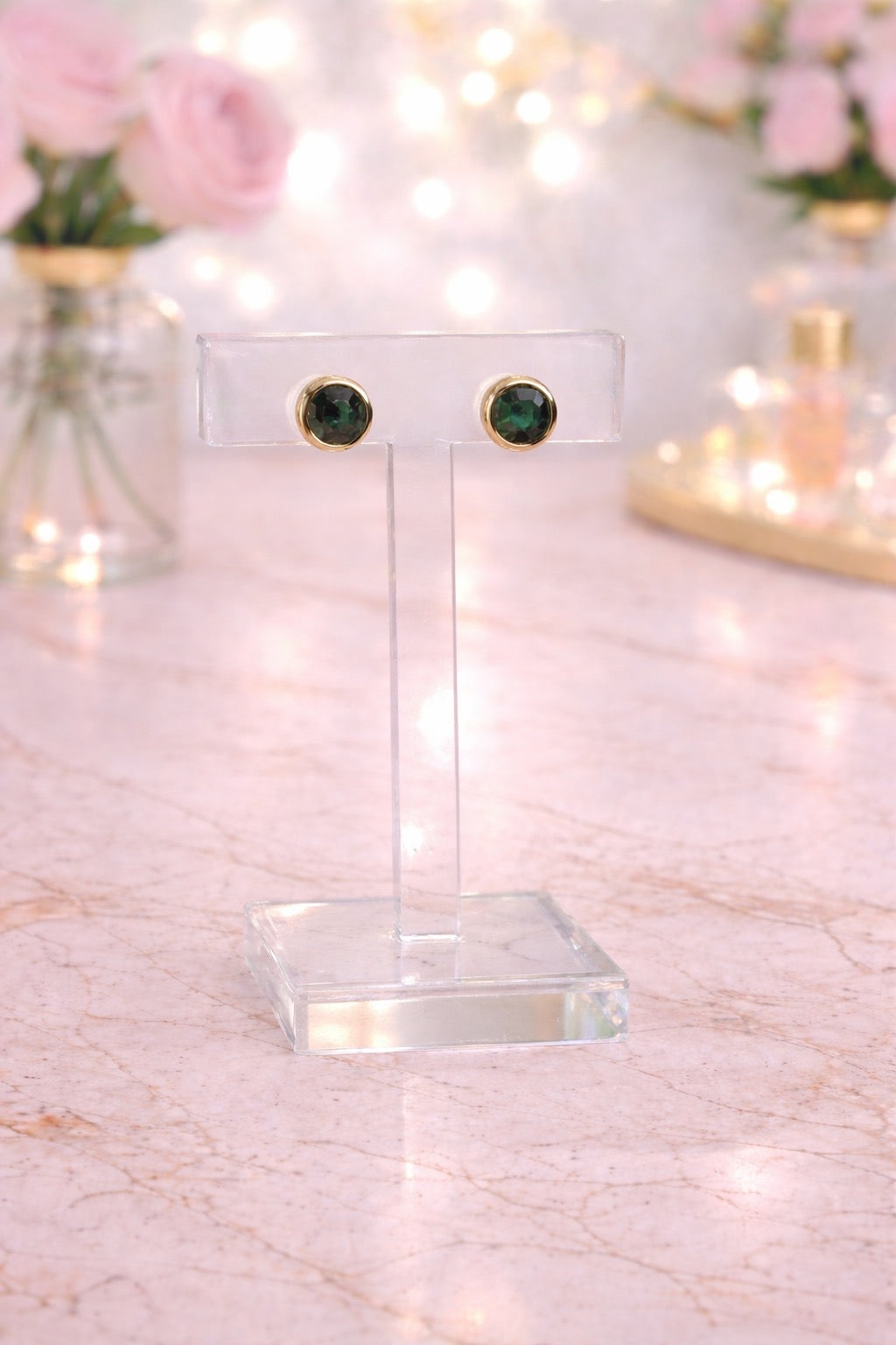 Green Circle Earrings