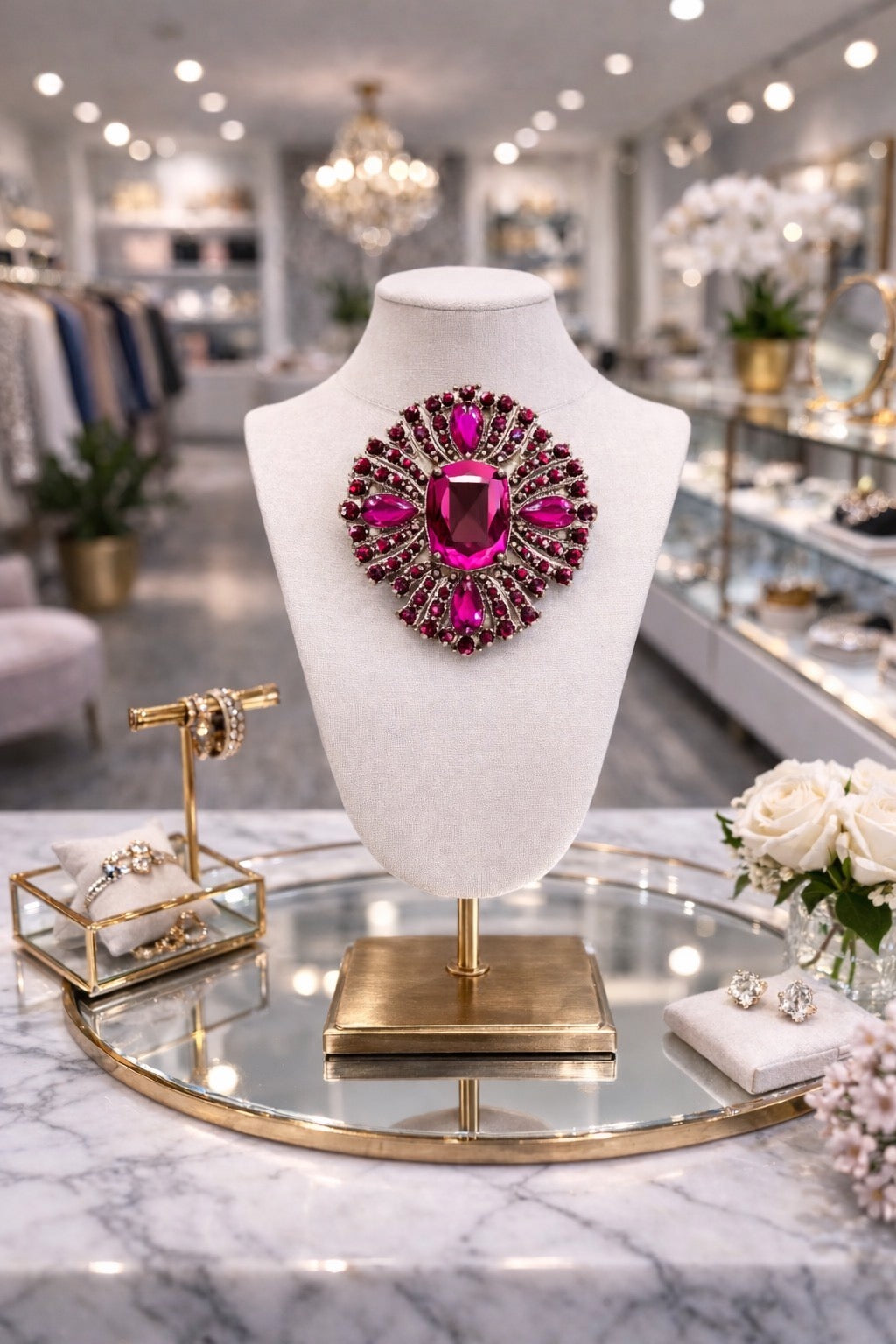 Large Hot Pink Brooch Pin