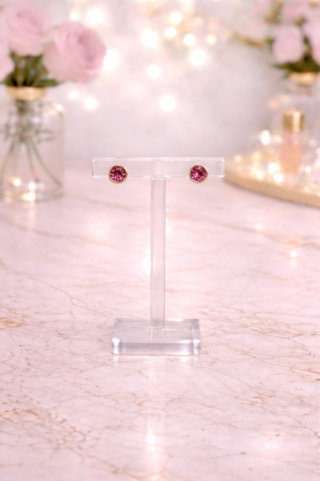 Dark Pink Circle Earrings