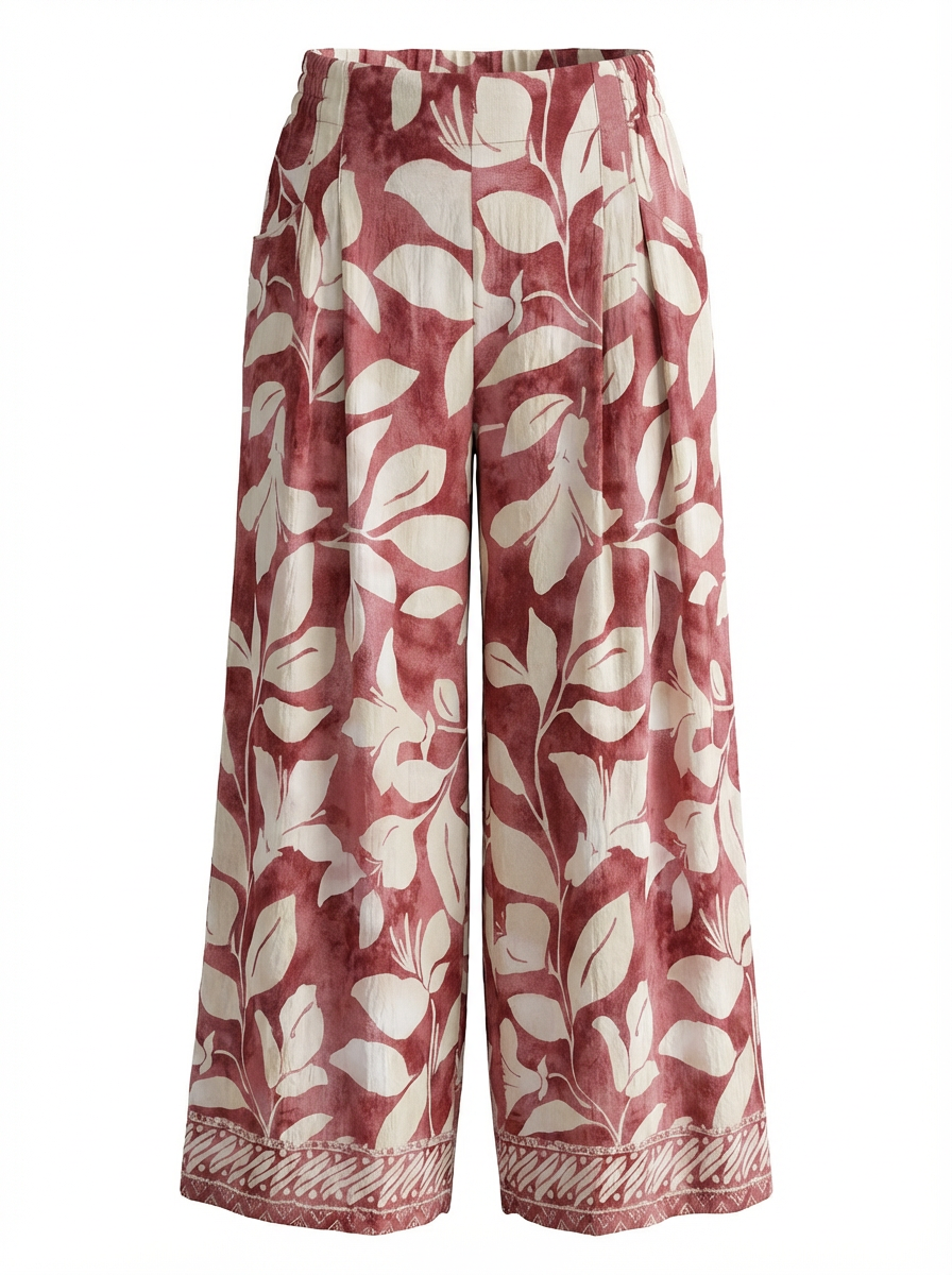Amara Two Tone Abstract Pant - Pink