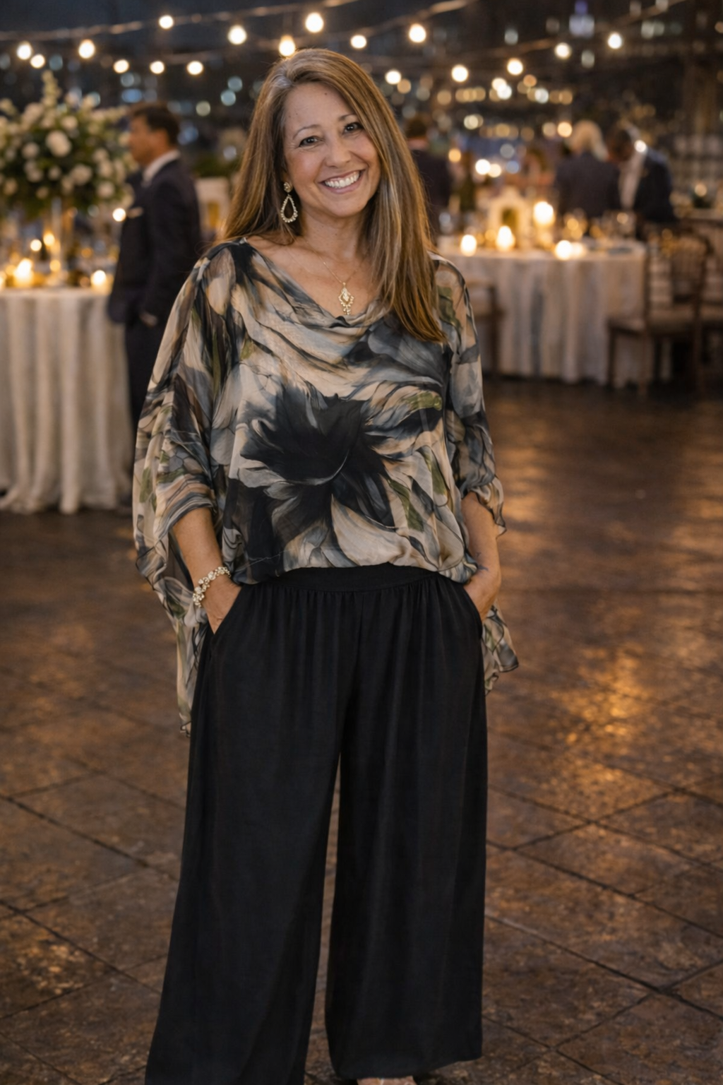 Chaira Flowy Wide Leg Pant - Black