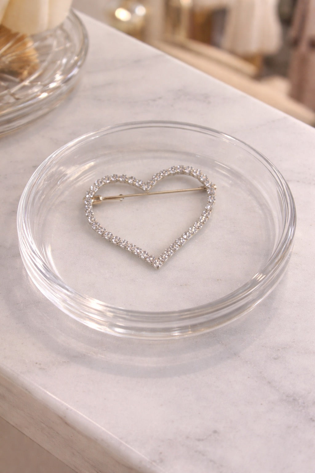 Silver Crystal Heart Pin