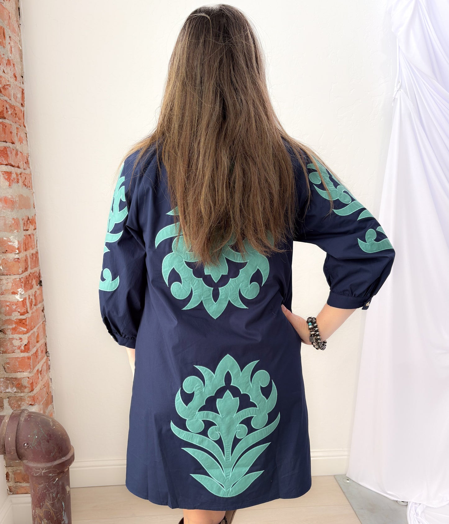 Navy and Teal Manor Dress