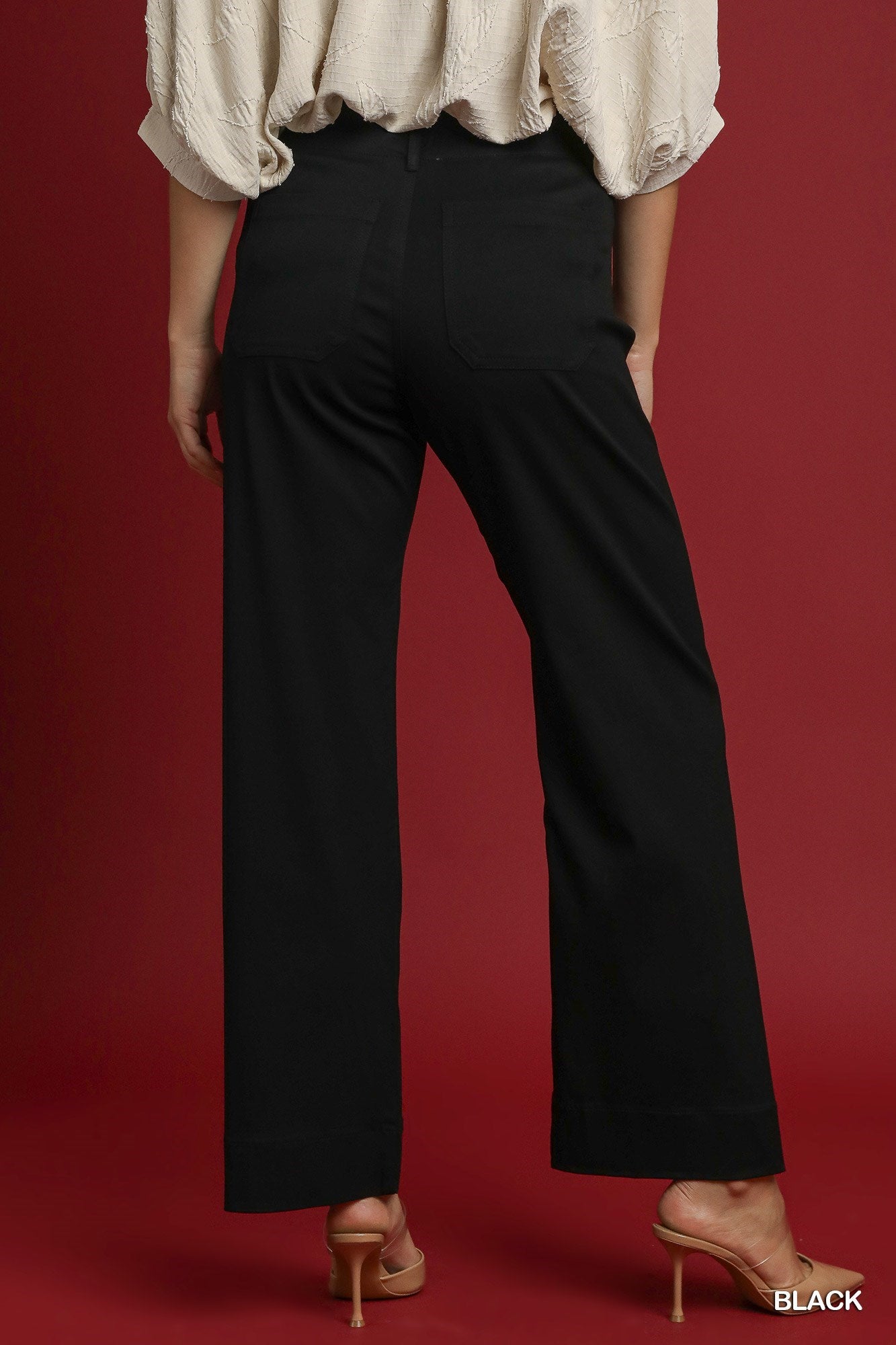 Natalie Button Stretched Pants Black