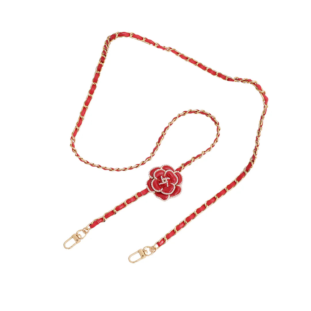 Cellphone Crossbody Chain with Flower Red