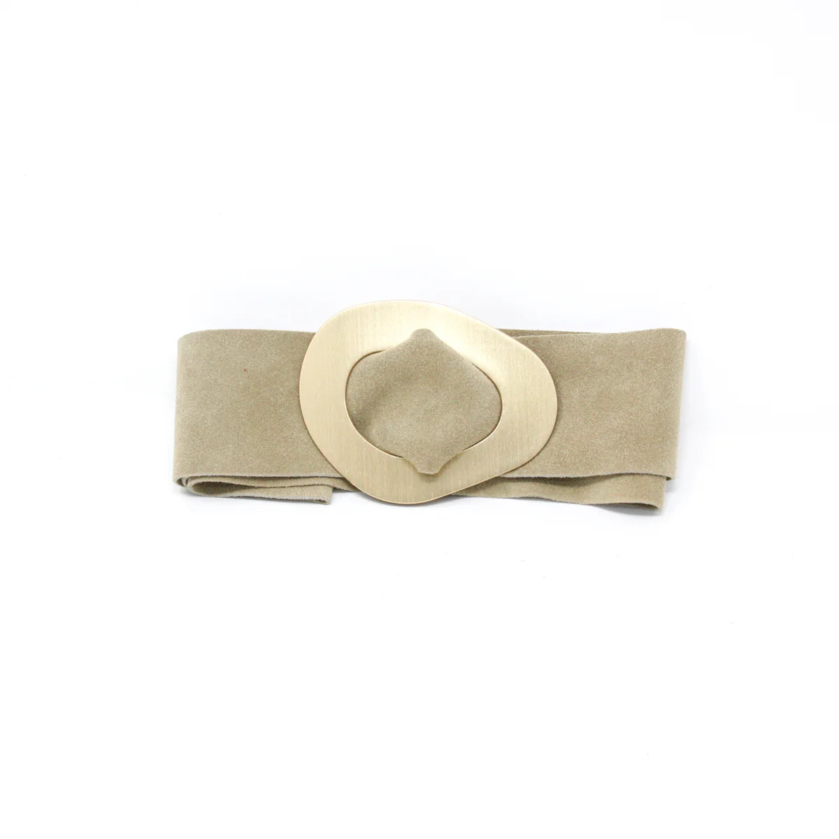 Beige Suede Metallic Belt