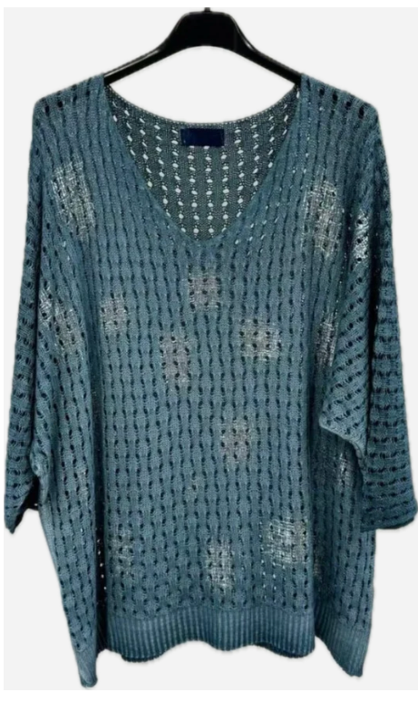 Genevieve Gold Foil Mesh Sweater