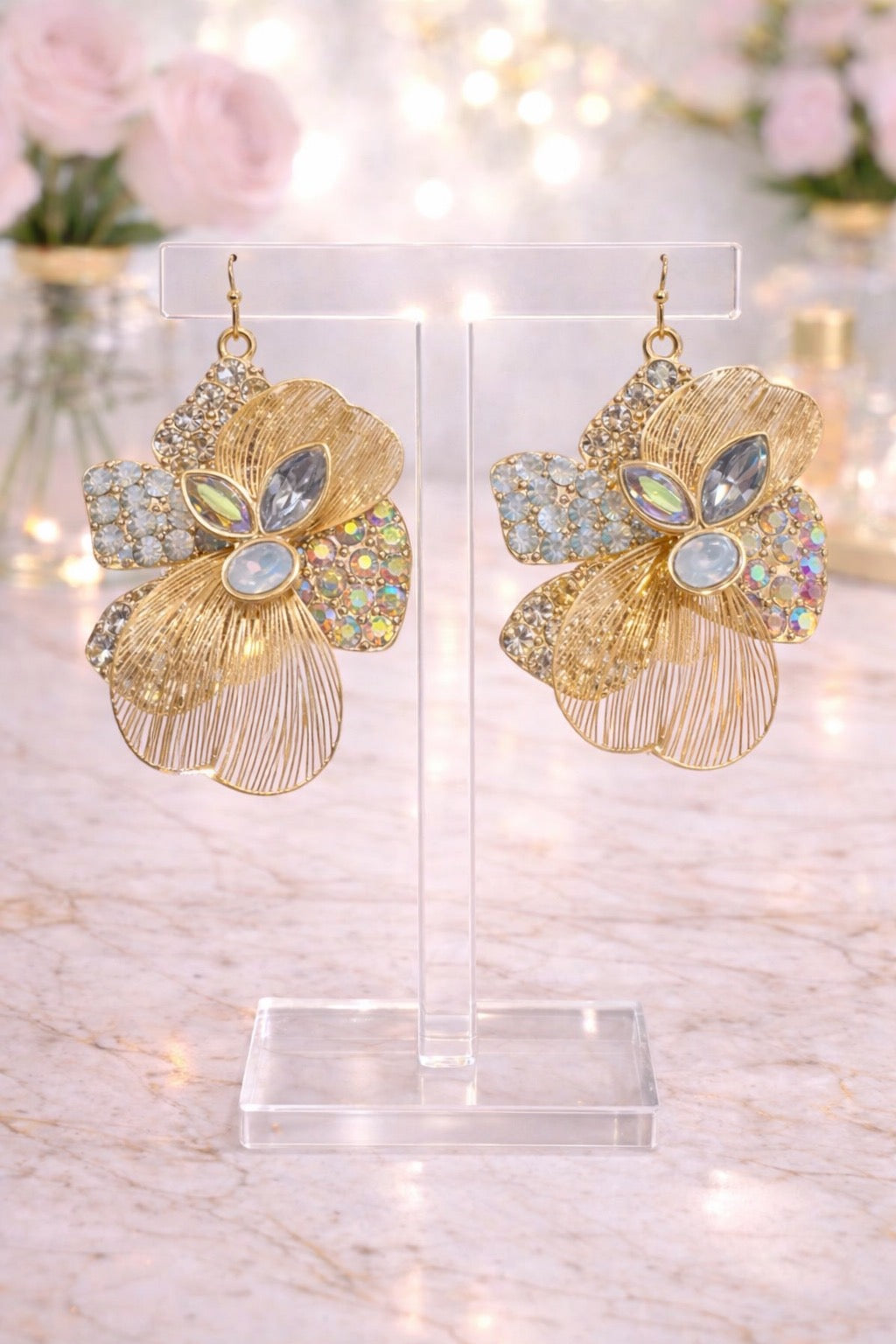 Crystal Abstract Floral Earrings