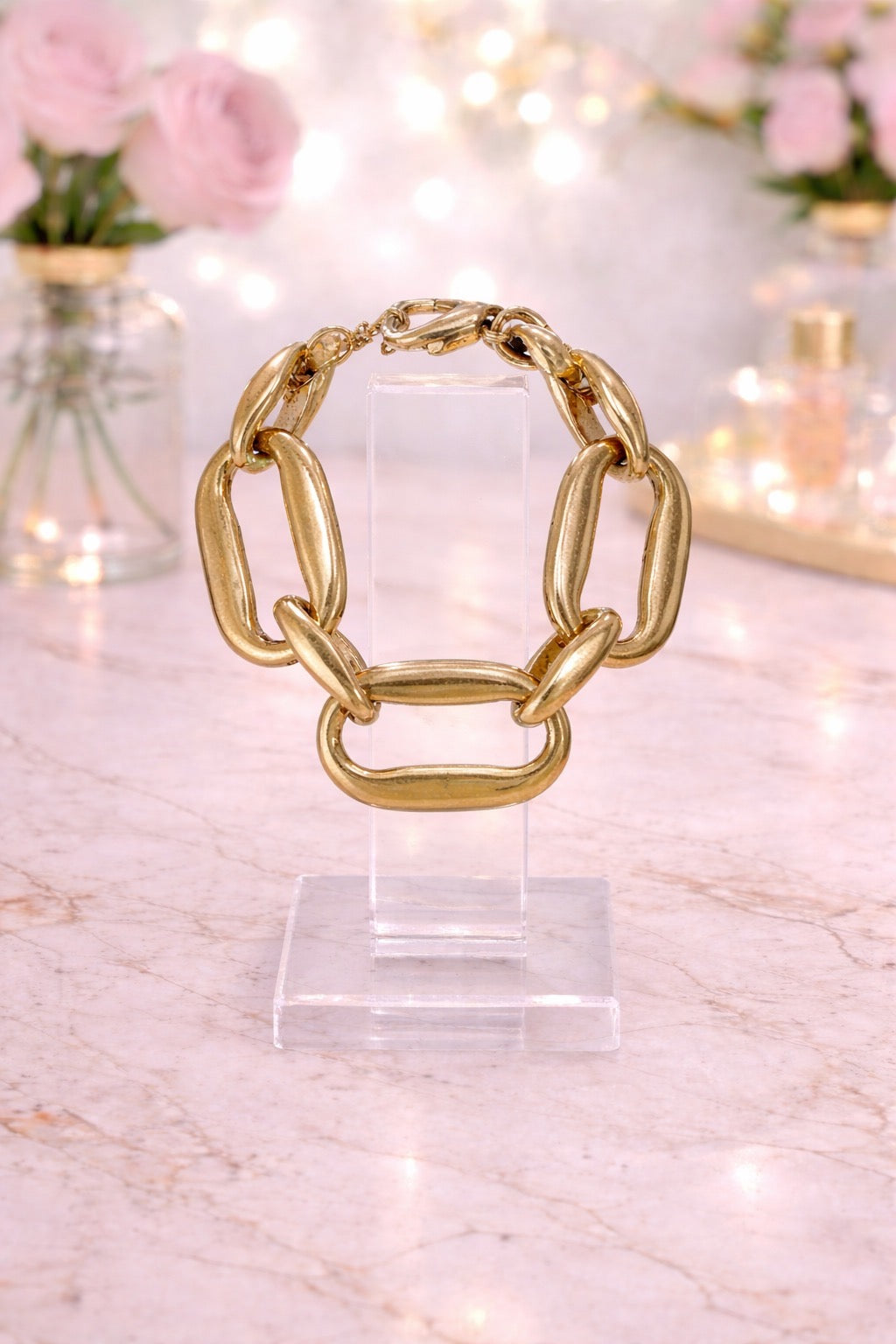 Large Gold Link Bracelet