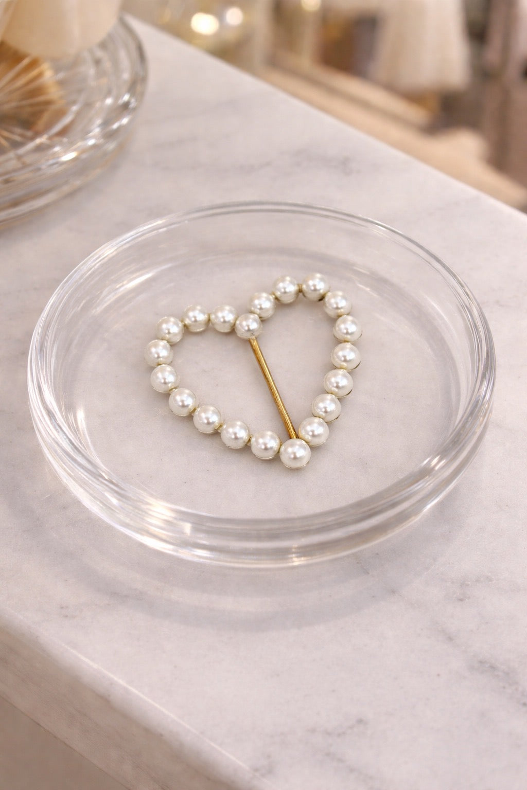 Gold Pearl Heart T-Shirt Tie