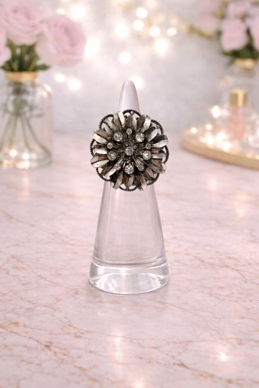 Silver Floral Ring