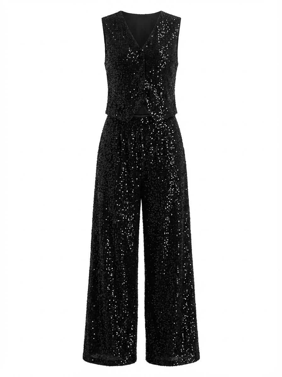 Mary Sequin Pant - Black