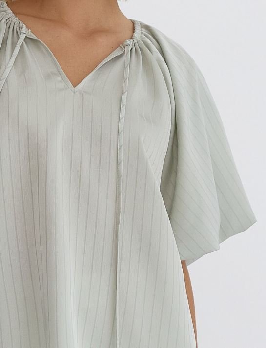Satin Bubble Sleeve Top Mint
