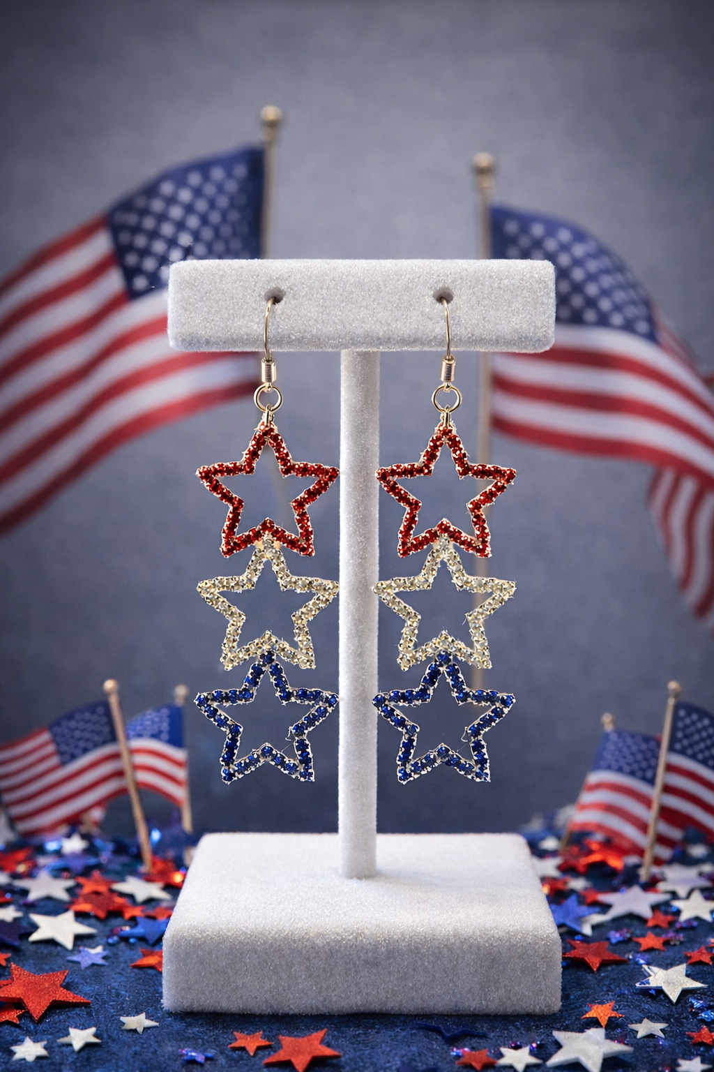 Red, White, and Blue Star Earrings
