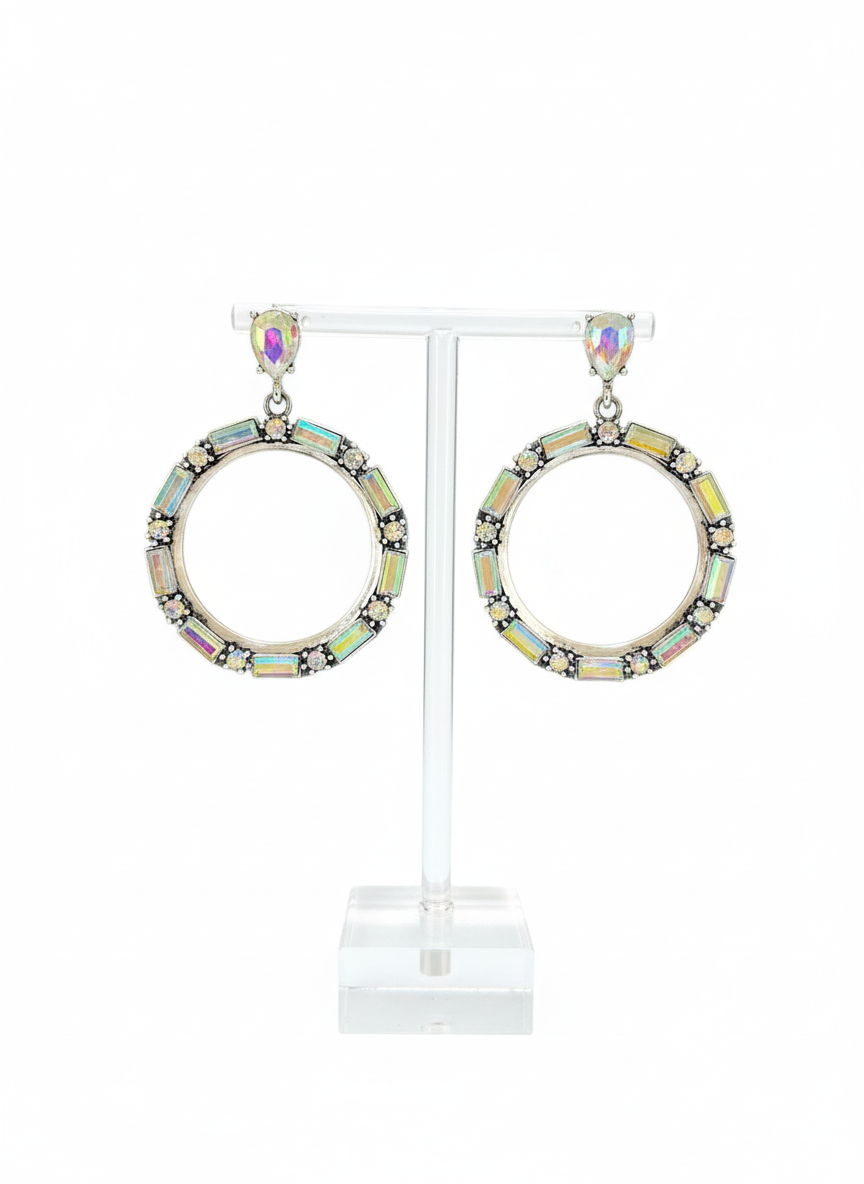 Round AB Baguette Earrings
