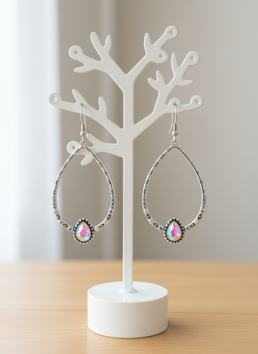 AB Stone Teardrop Earrings