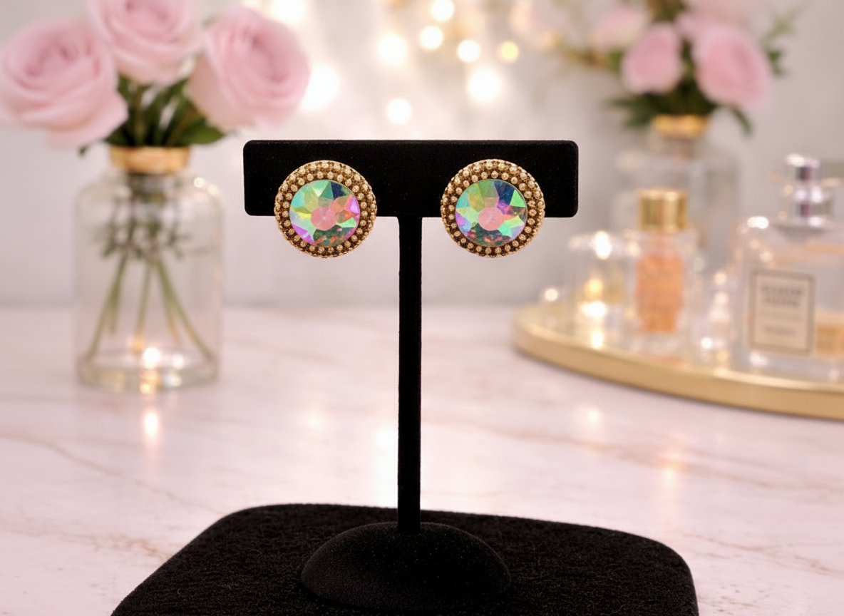 Gold AB Circle Earrings