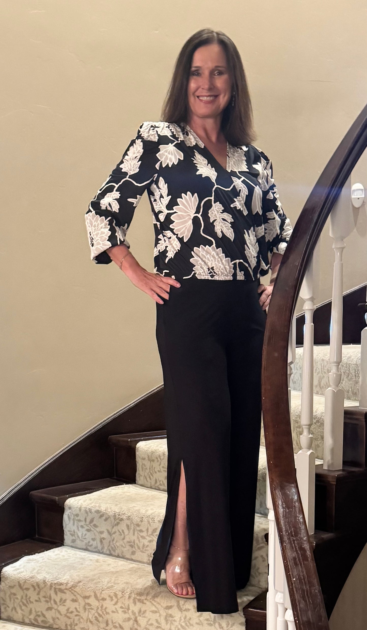 Sasha Pants with Side Slit and Elastic Waist Black