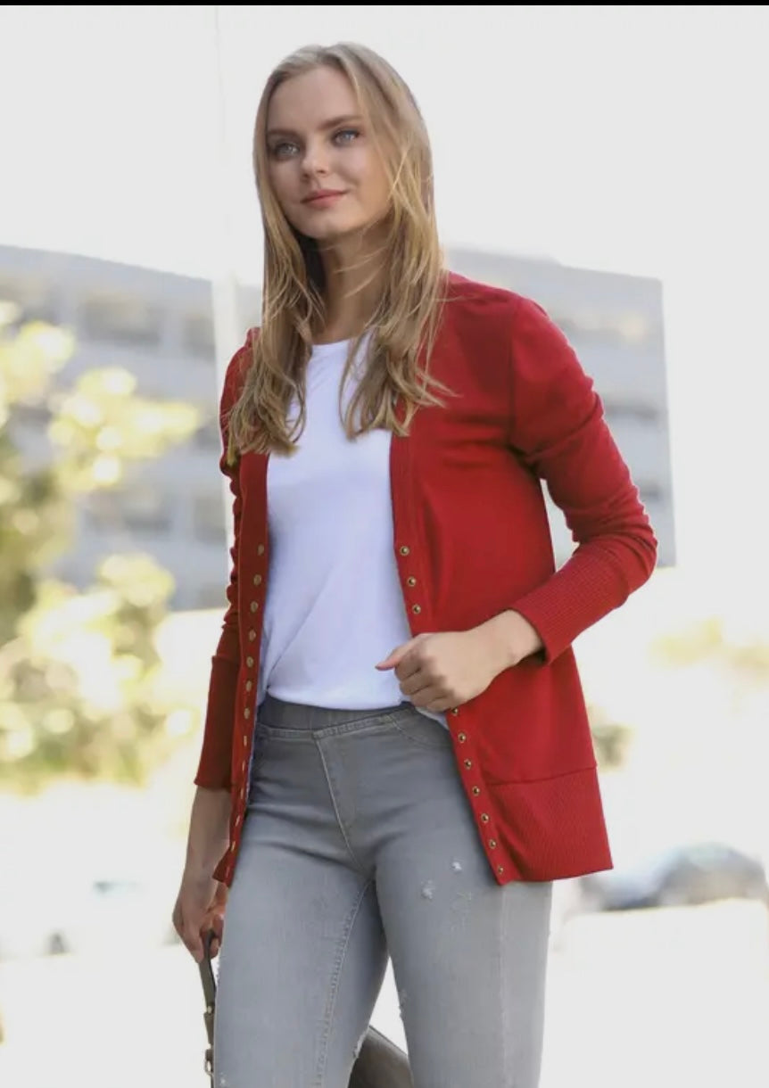 Maya Cardigan Sweater Red