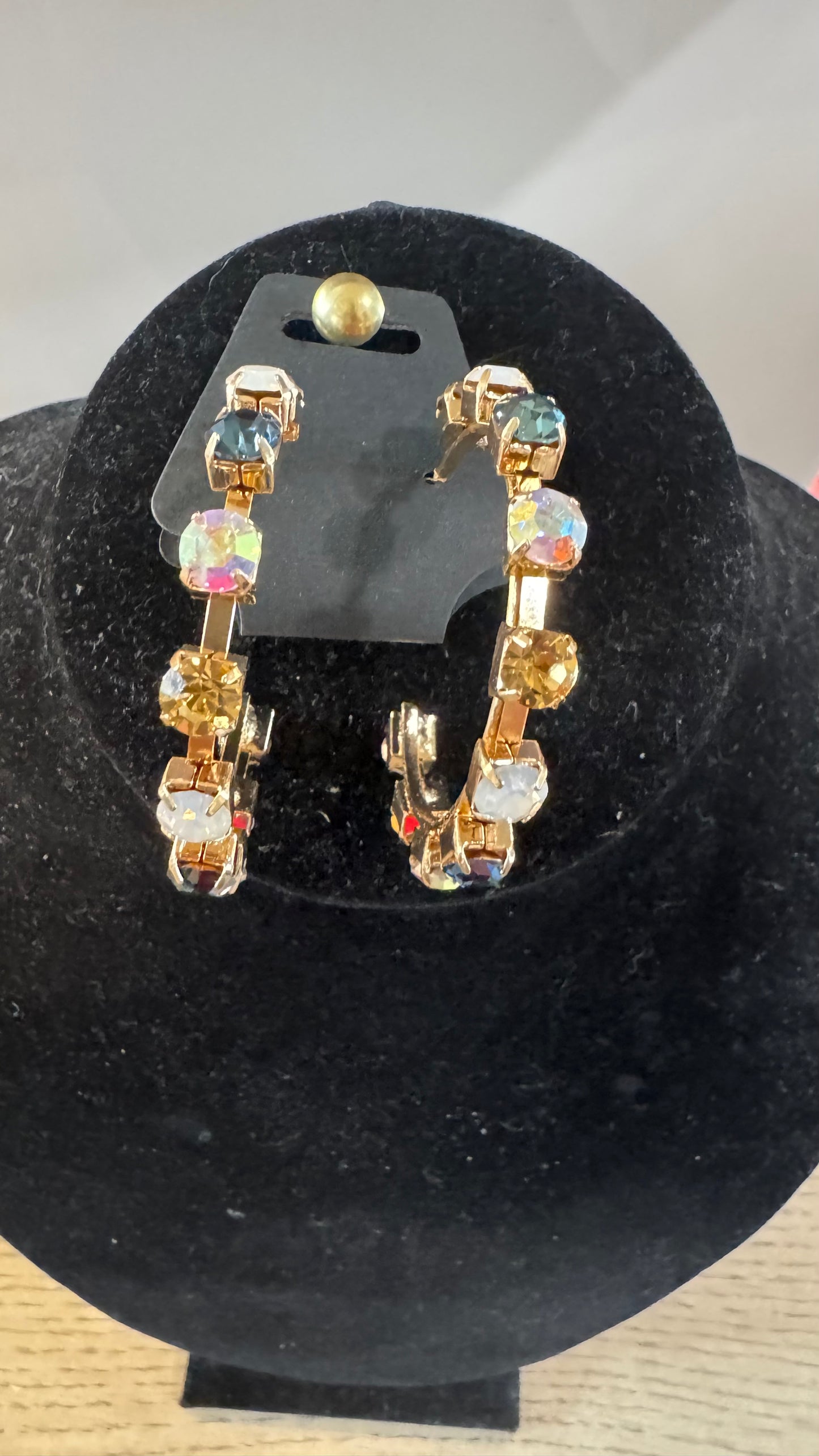 E3 Multi Stone Gold Hoop Earrings