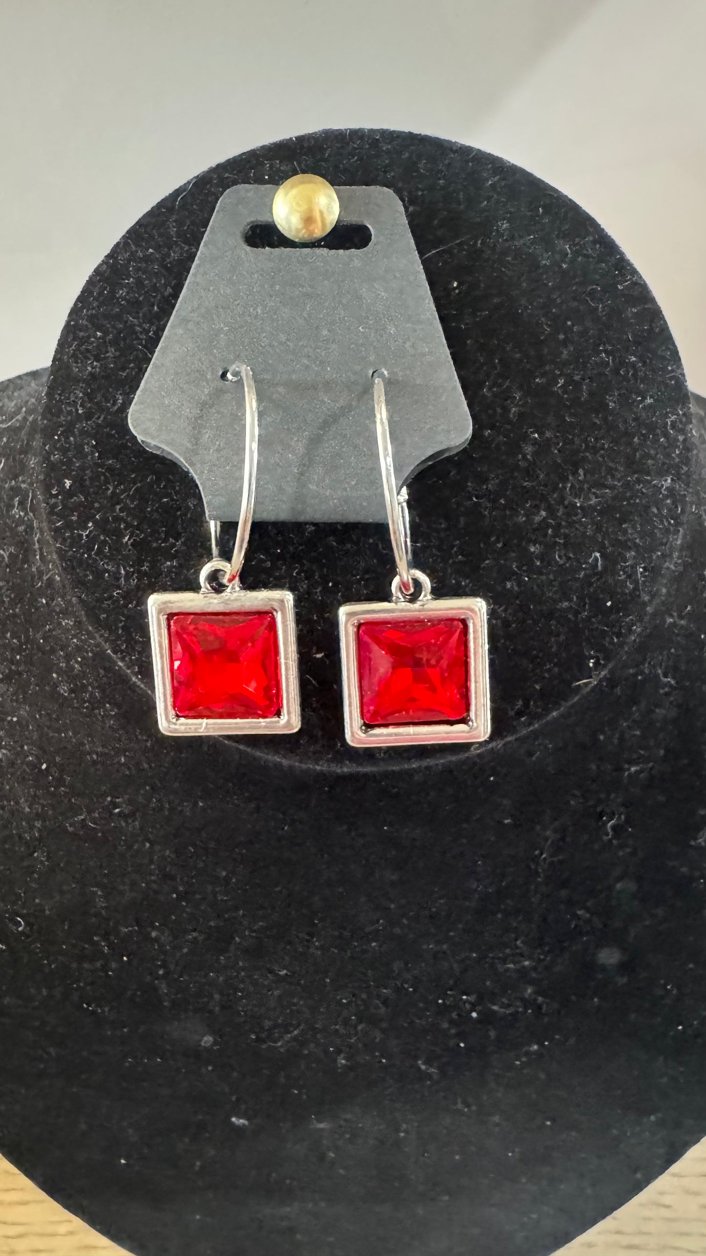 E4 Red Square Earrings