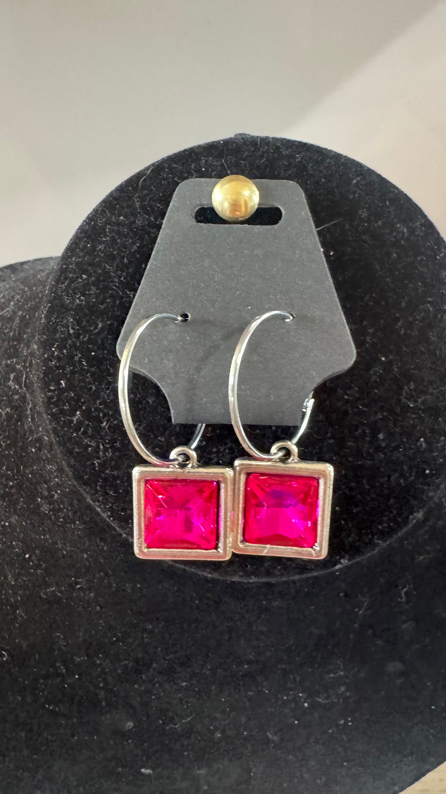 E9 Pink Square Earrings