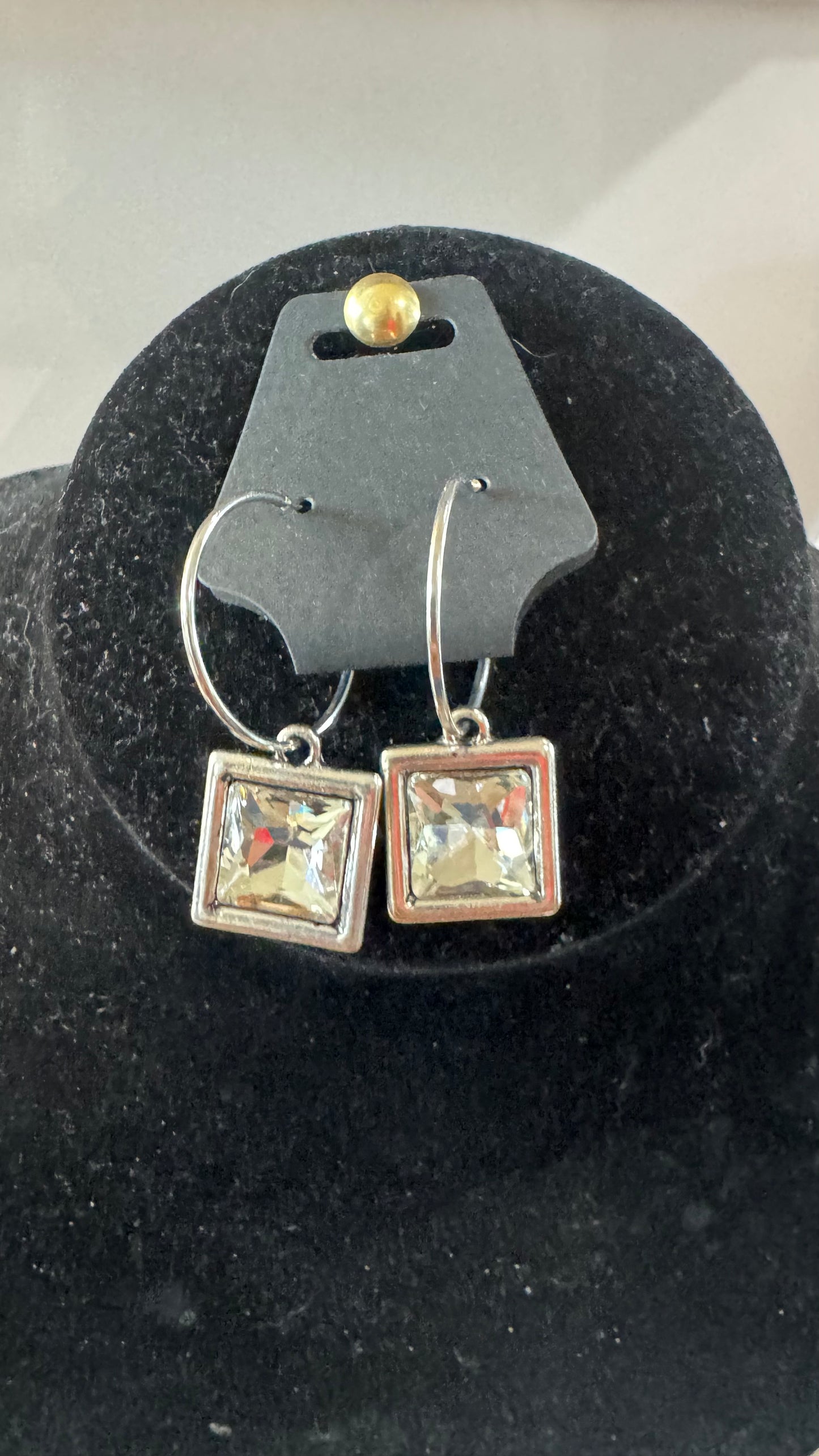 E11 Crystal Square Earrings