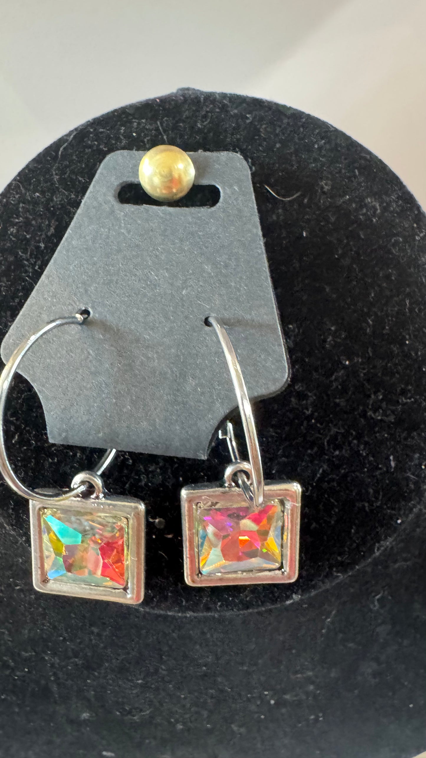 E12 AB Stone Square Earrings