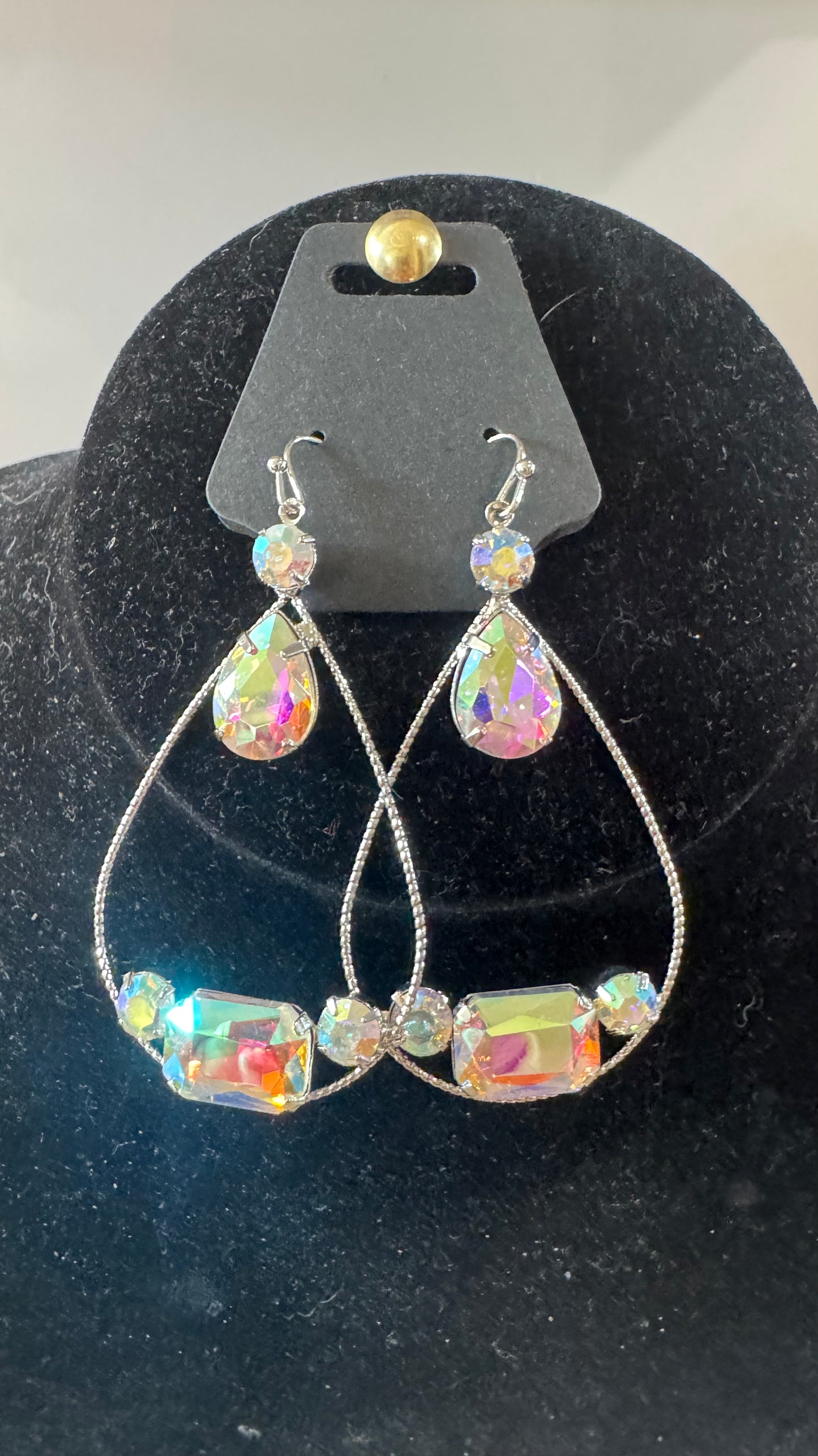 E27 AB Stone Teardrop Earrings