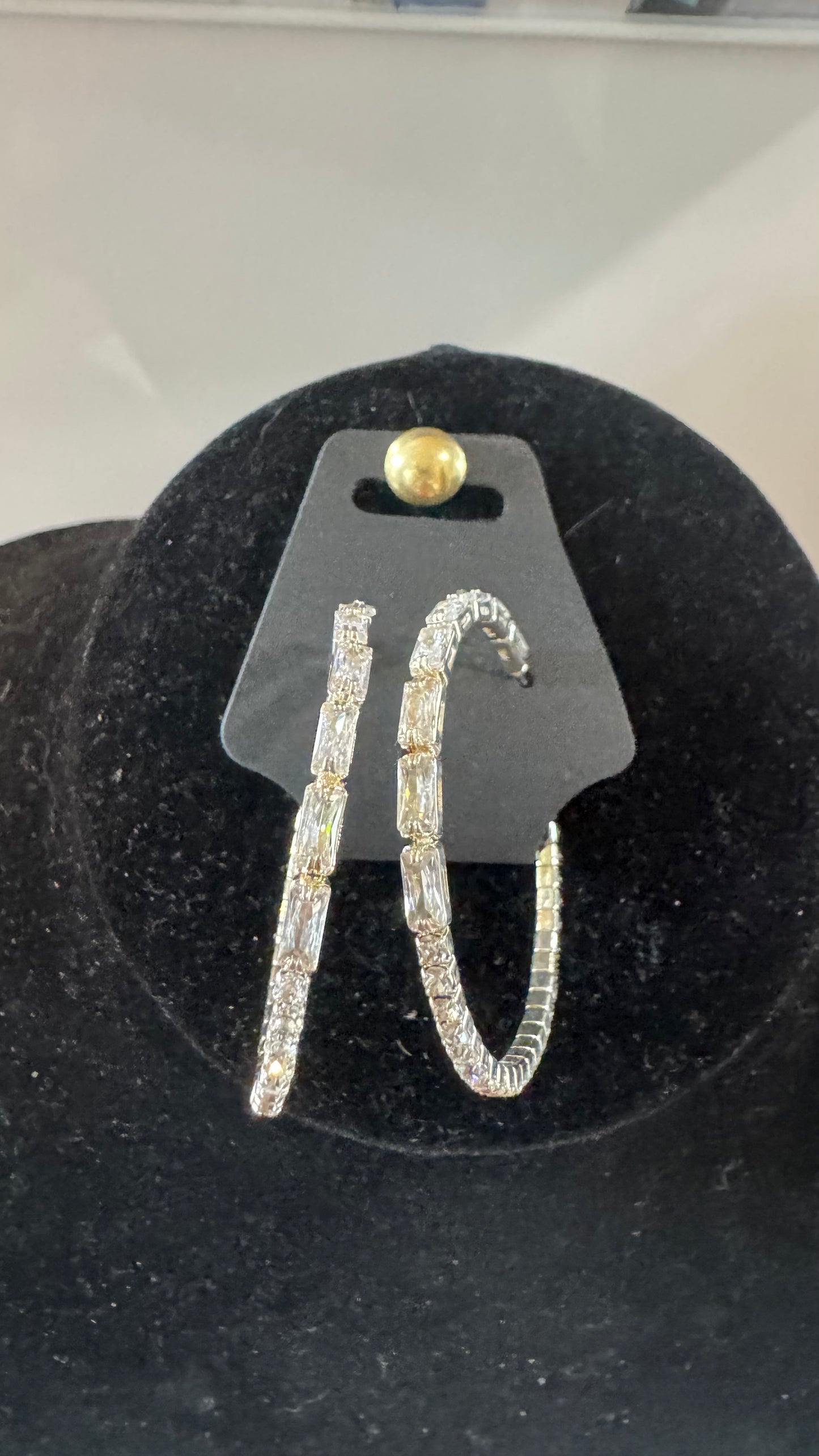 E33 Large Crystal Stone Hoop Earrings