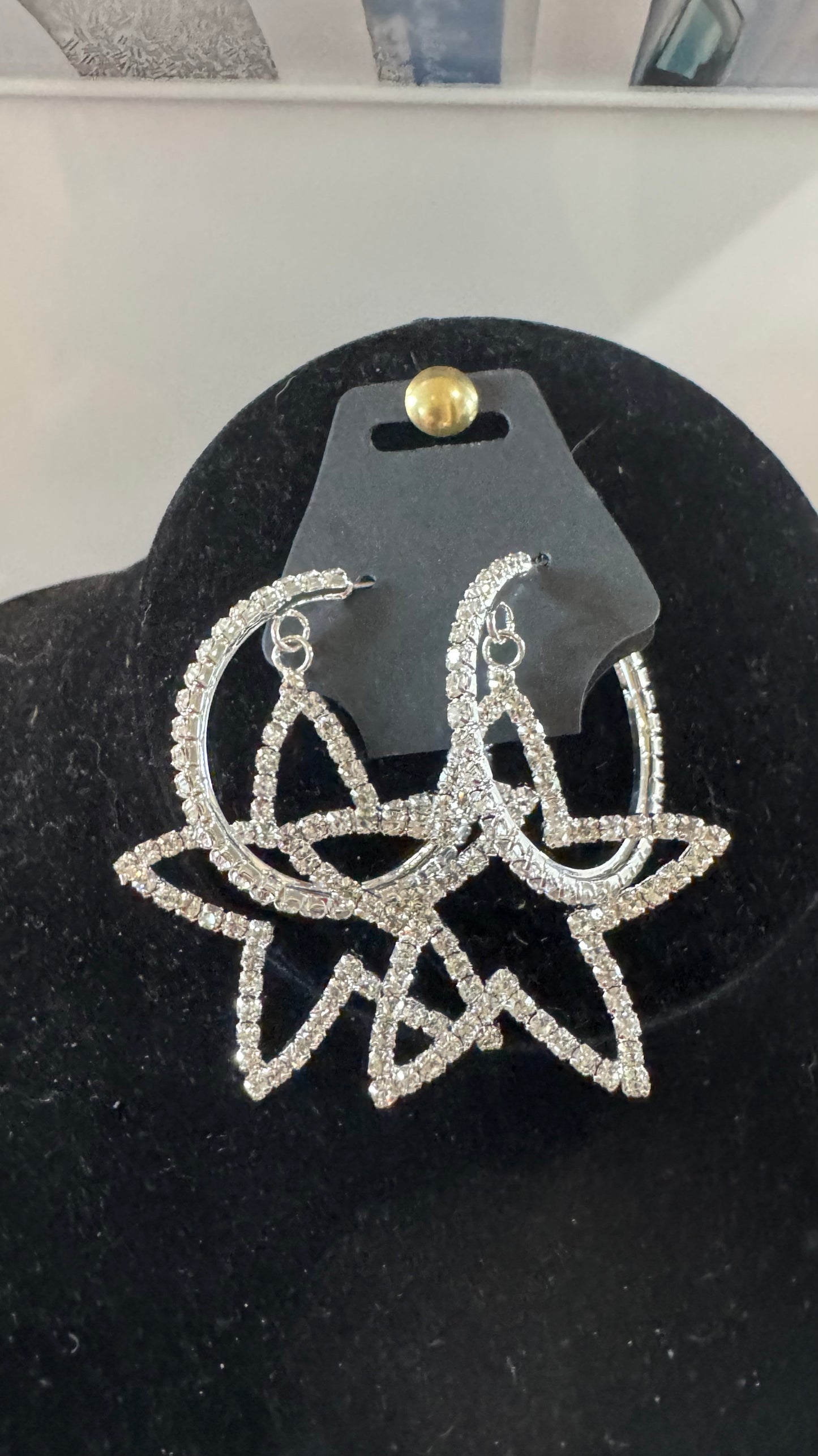 E36 Statement Star Crystal Earrings Silver