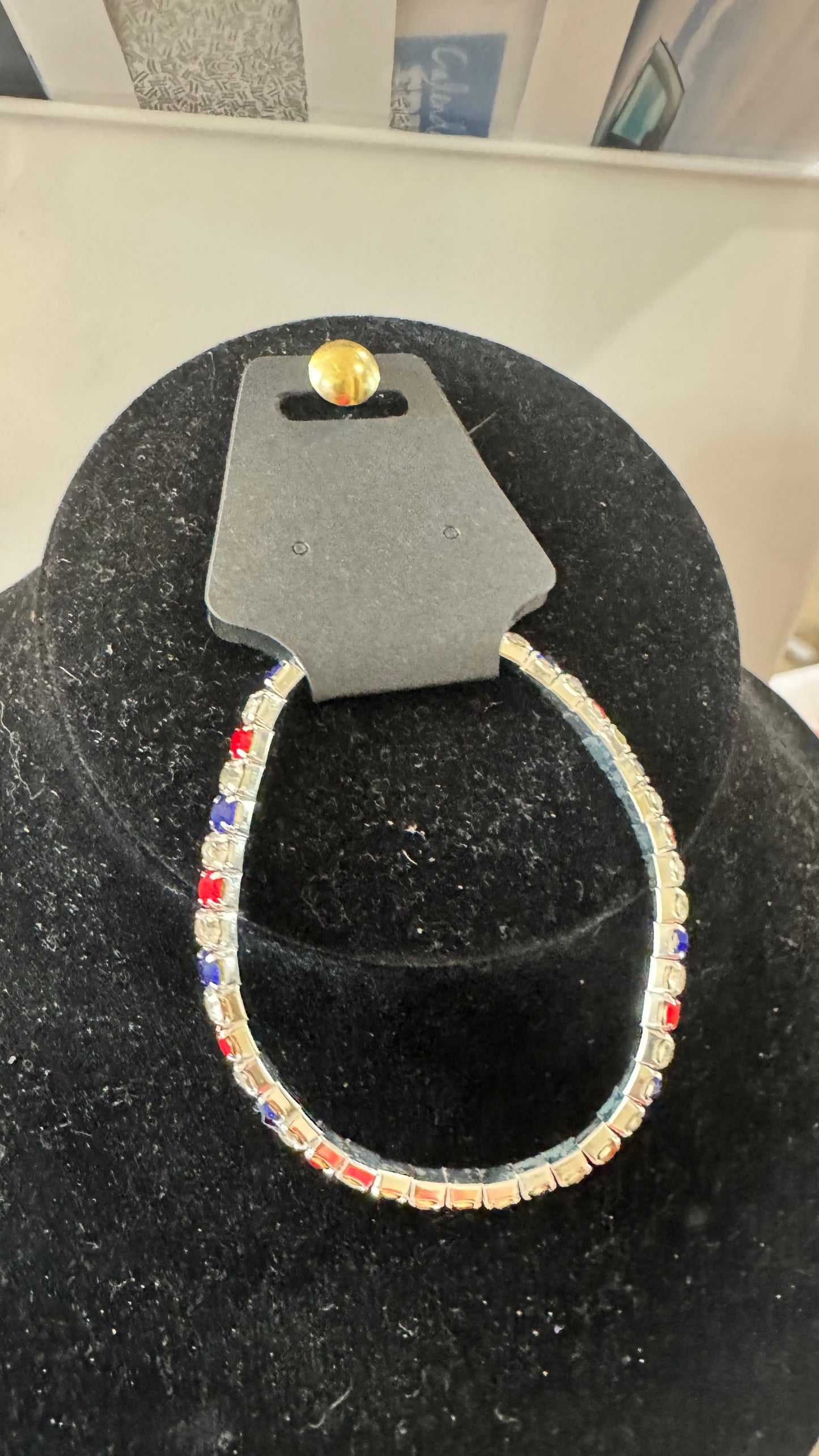 B1 Red, Blue, and Clear Crystal Bracelet