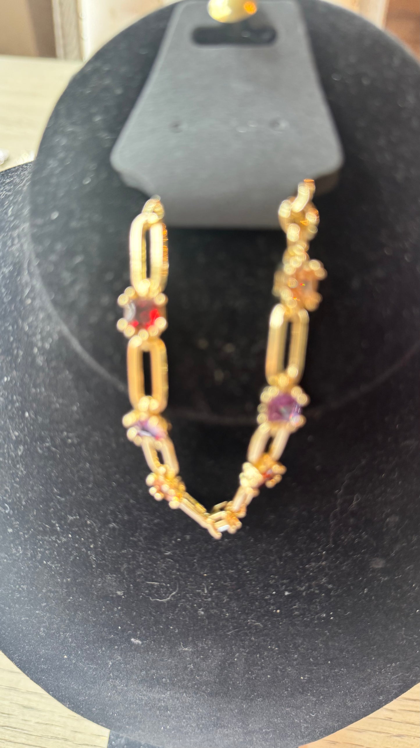 B34 Multicolor Stone Gold Bracelet