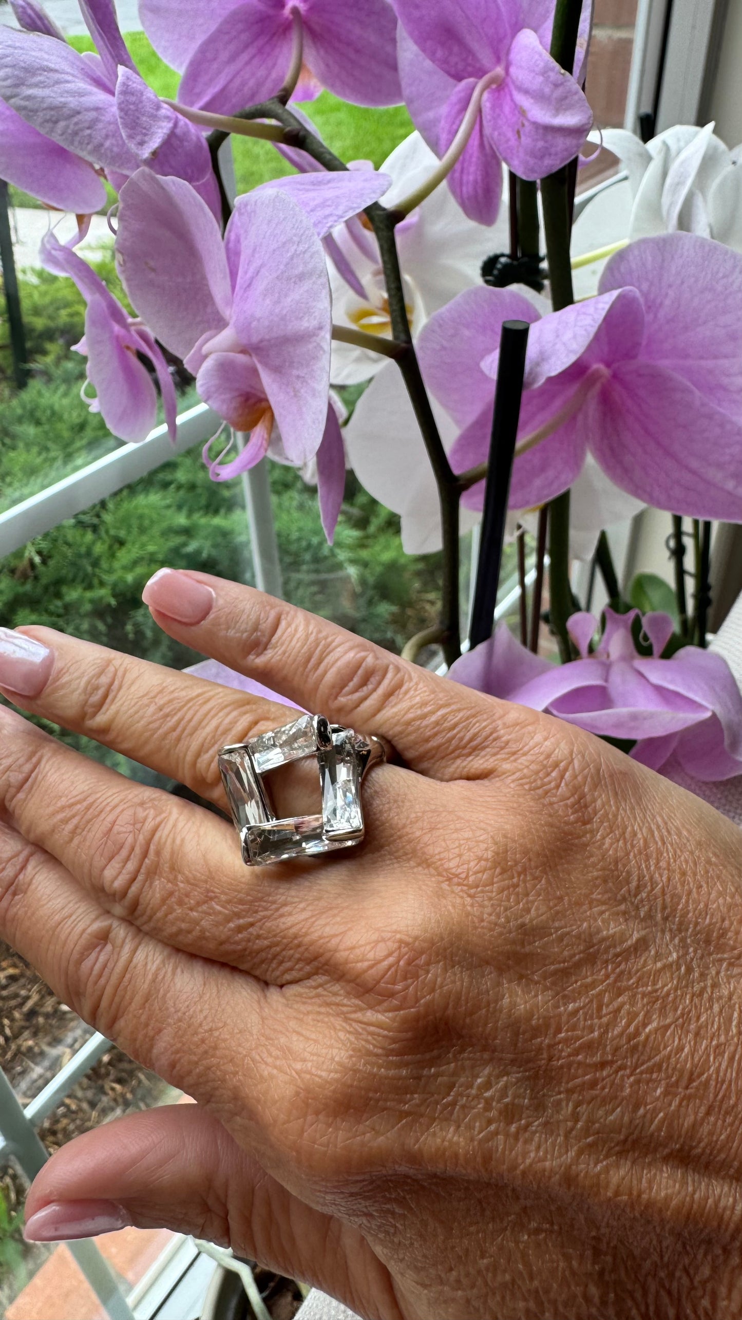 R5 Large Crystal Statement Ring Adjustable