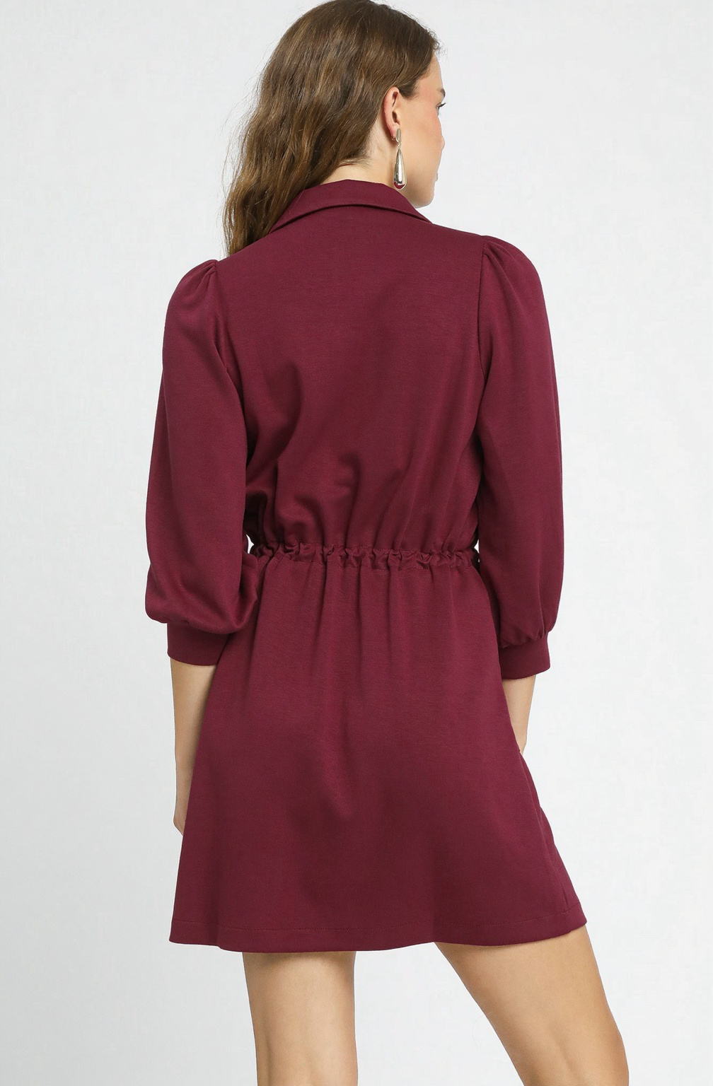 Juliette Luxeknit V Neck Dress Burgundy