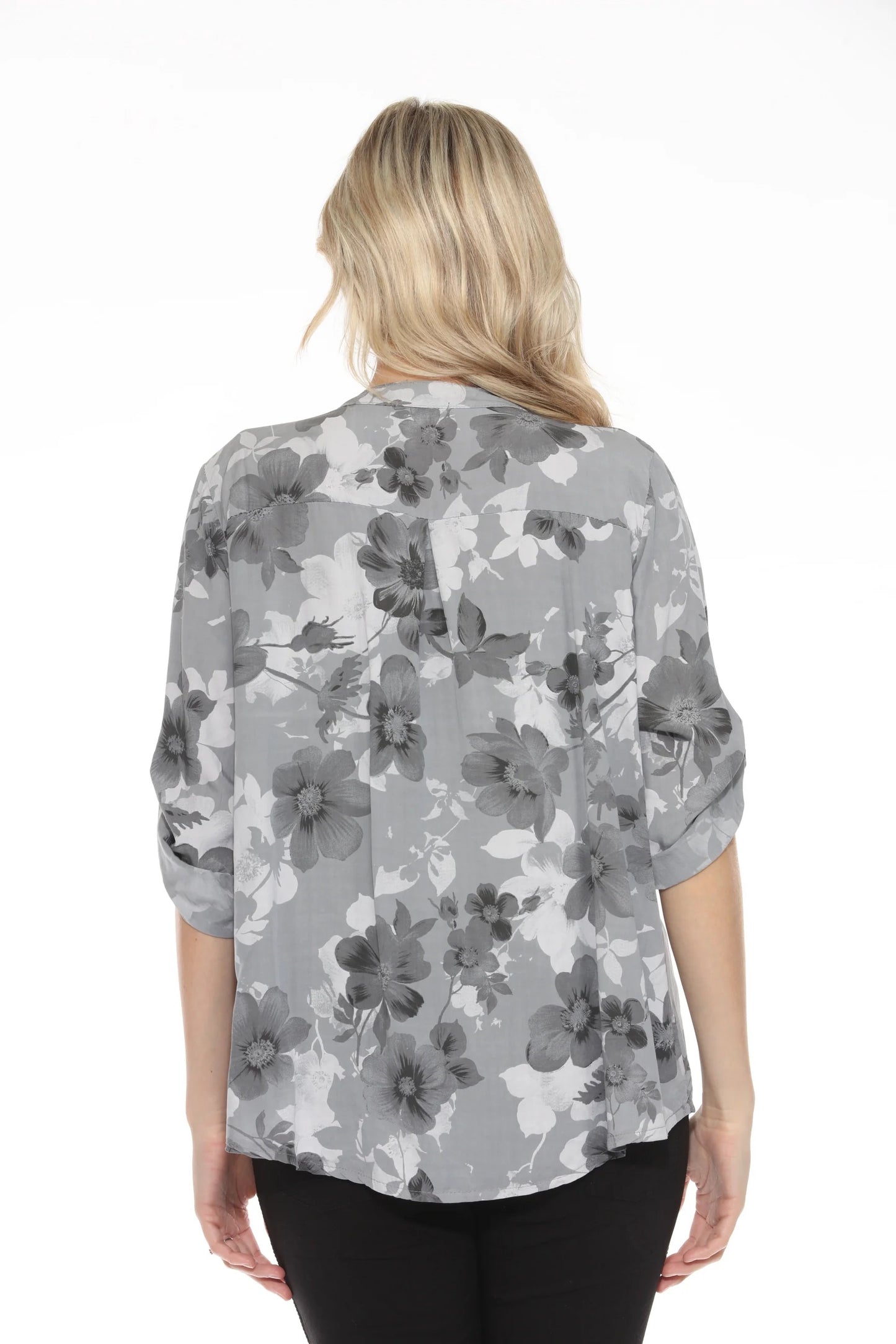 Paloma Printed One Pocket Sequin Top Grey