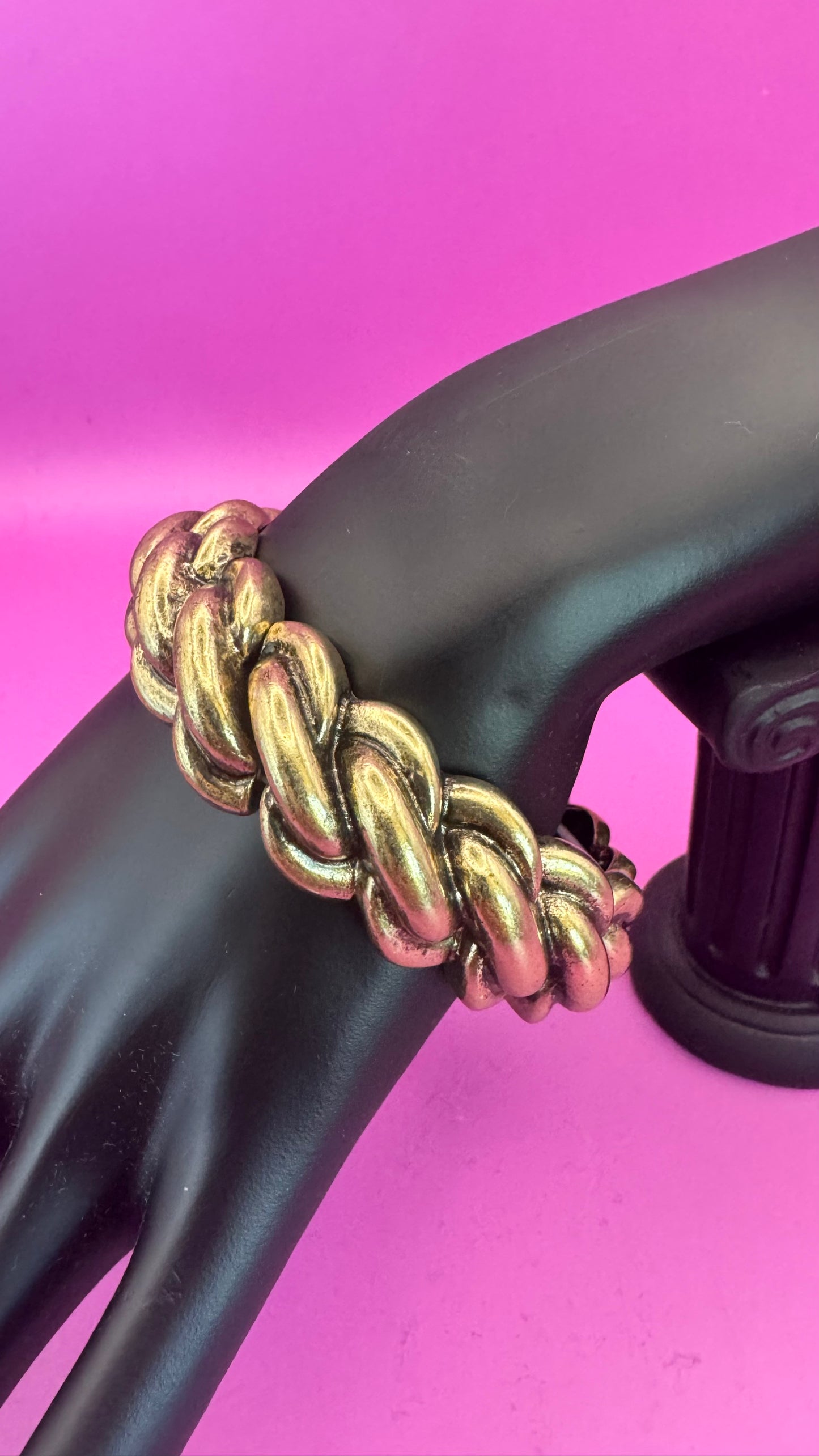 Large Gold Braided Stretch Bracelet